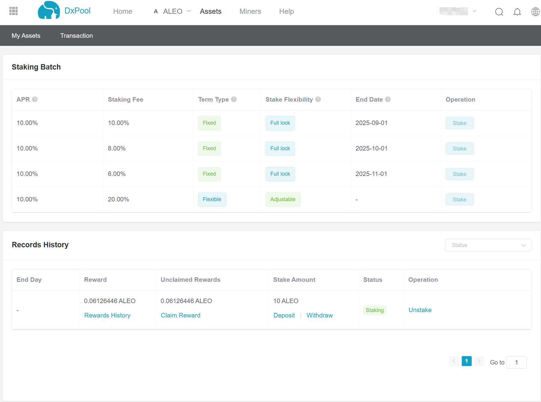 如何在DxPool 进行ALEO 质押（教程） - 帮助中心